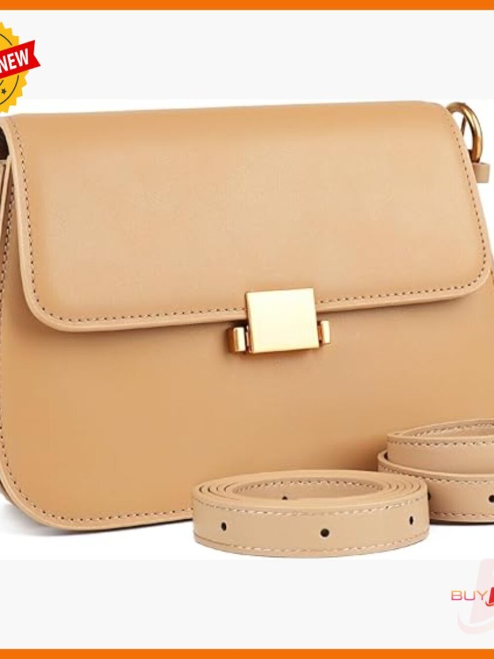 Genuine Leather Crossbody Bag with Adjustable Straps, Spacious Satchel